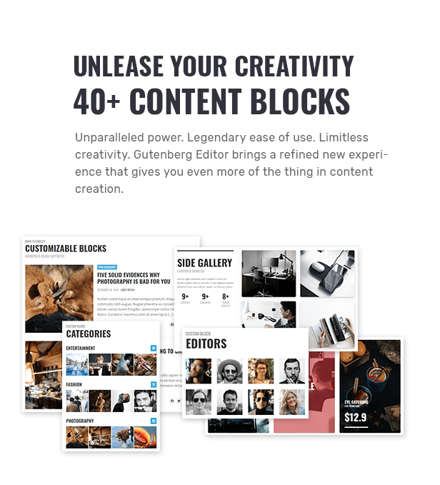 Lepaskan kreativitas Anda dengan 40+ blok konten